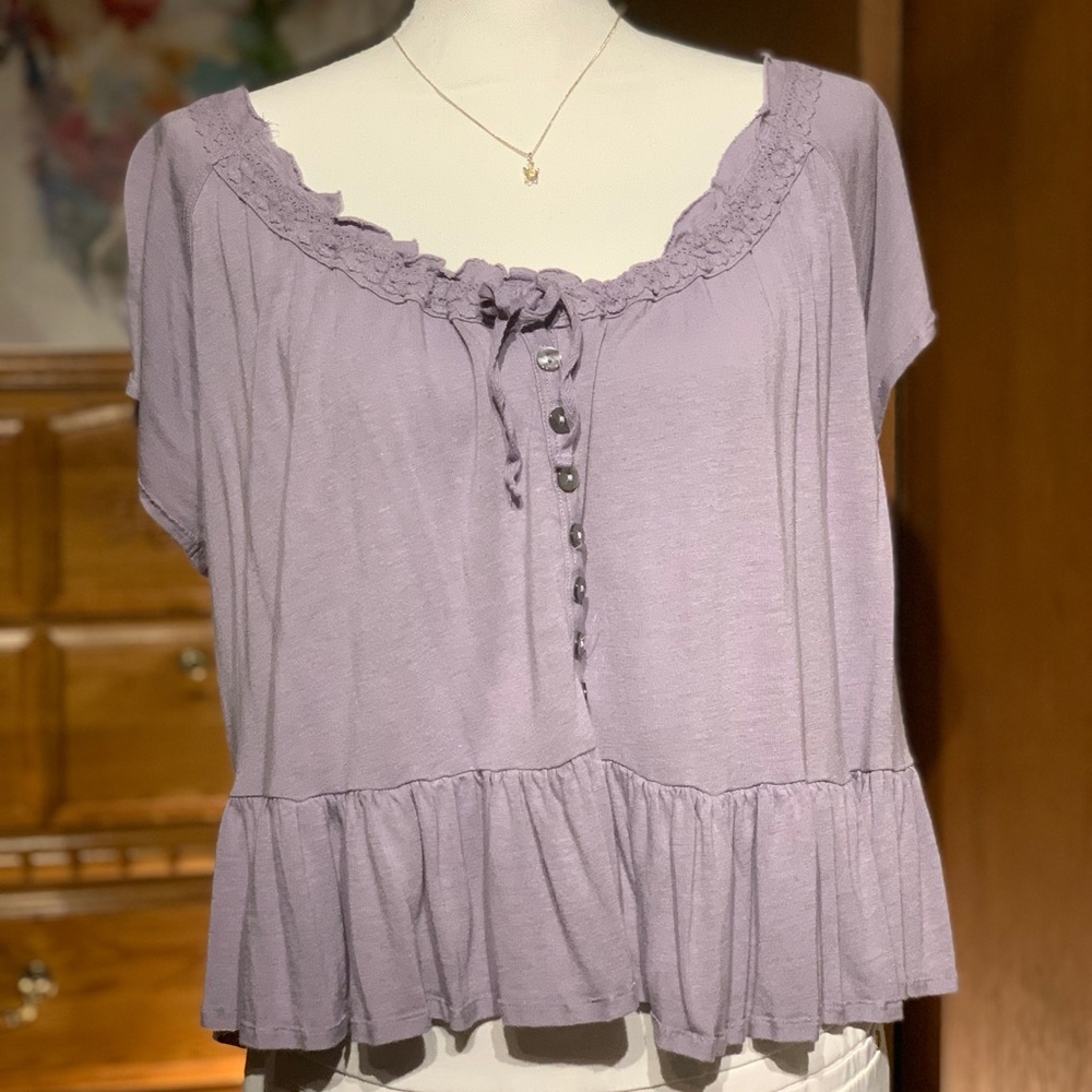 Free People Purple Babydoll Top
